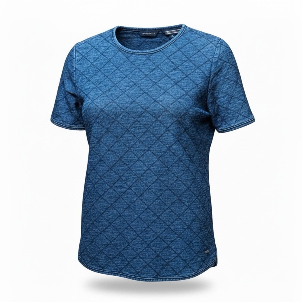 Tommy Hilfiger Western Quilted Blue Denim Short Sleeve Top | Women's Size 4